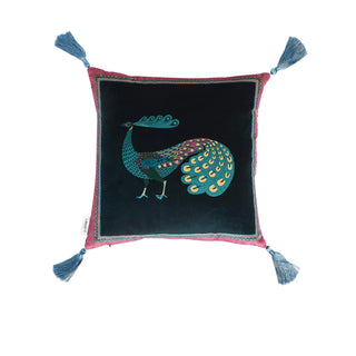 Cuscino in Velluto Peacock Garden Square Navy - Liberty London